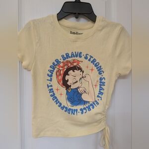 Betty Boop Yellow Short Sleeve Tee With Tie Side